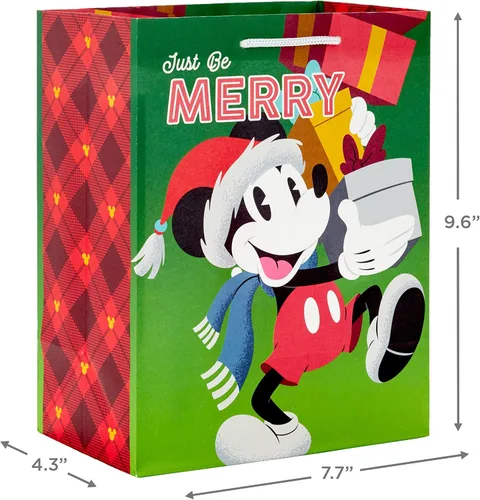 Miniatura 3 de Hallmark Bolsas de regalo de Navidad de Mickey y Minnie en varios tamaños (4 bolsas: 2 medianas de 9 pulgadas, 2 grandes de 13 pulgadas) para niños