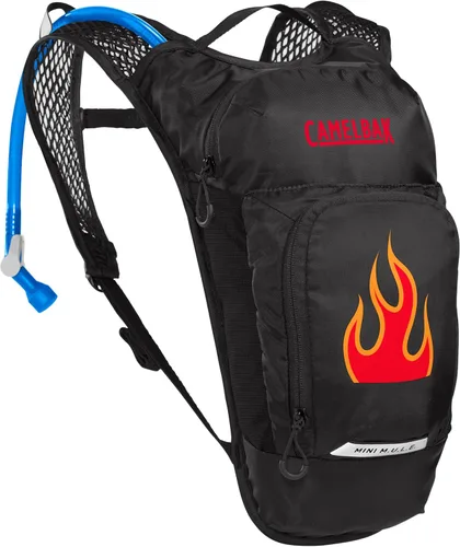 CamelBak Mini M.U.L.E. - Mochila de hidratación para niños con depósito de 1,5 L para caminatas y ciclismo Negro/Flames 2.0
