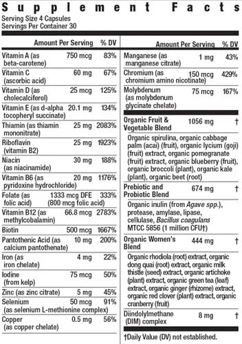 Miniatura 2 de Suplemento multivitamínico certificado Rainbow Light para mujer, suplemento multivitamínico, 120 cápsulas (el paquete puede variar)