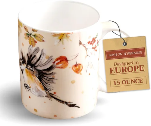 Miniatura 117 de Maison d' Hermine Taza de café con asas, tazas de porcelana fina de hueso, paquete de dos tazas de té para bebidas calientes, capuchino, latte, 015