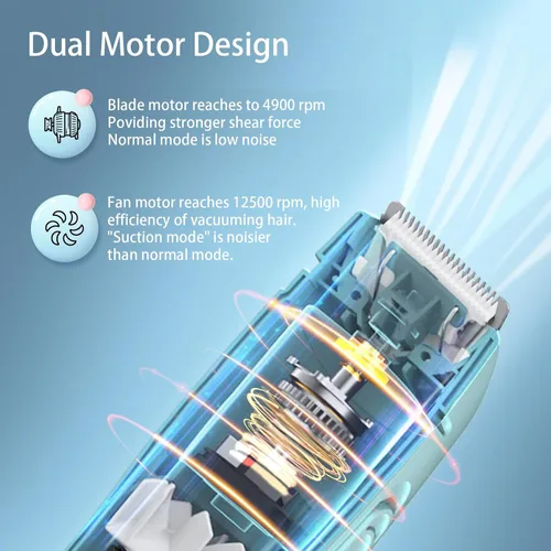 Miniatura 3 de Favrison Cortadora de pelo al vacío para niños y hombres, kit de corte de pelo eléctrico con doble potencia de motor, recortador de pelo profesional