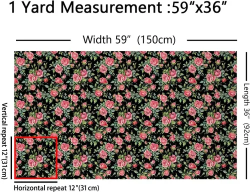 Miniatura 2 de The Yard - Tela de rosa rosa de estilo romántico floral para amantes de la costura, flores de jardín botánico, hojas de tela para decoración