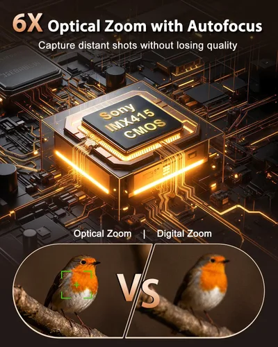 Miniatura 4 de Cámara digital 5K para fotografía con zoom óptico 6X, cámara de enfoque automático de 96 MP para video de YouTube con doble lente, cámaras compactas