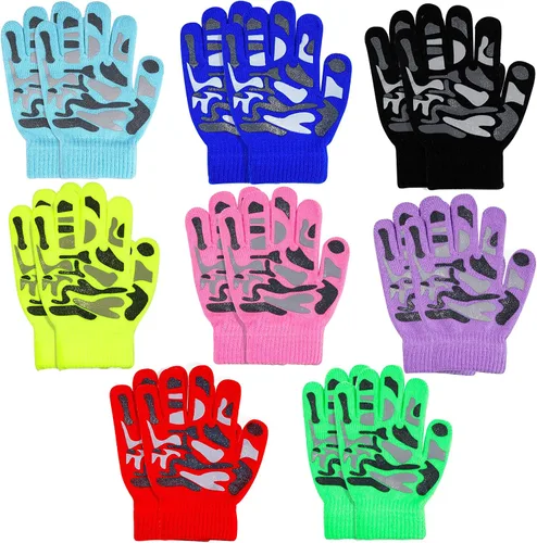 Miniatura 29 de Hicdaw 6 pares de guantes de invierno para niños, guantes de punto elásticos y cálidos para niños o niñas