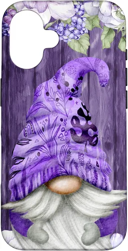Miniatura 32 de Cute Purple Aesthetic Anemones Flower Pattern Lavender Gnome Case for iPhone 17