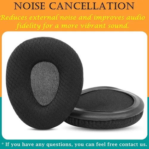 Miniatura 5 de Almohadillas de repuesto de espuma viscoelástica compatibles con PowerLocus Bluetooth Heaphone Tela, color negro