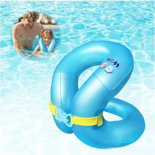 Miniatura 7 de Chaleco de natación para niños de 33 a 88 libras, flotadores inflables portátiles para piscina, anillo de natación con hebilla de seguridad Azul
