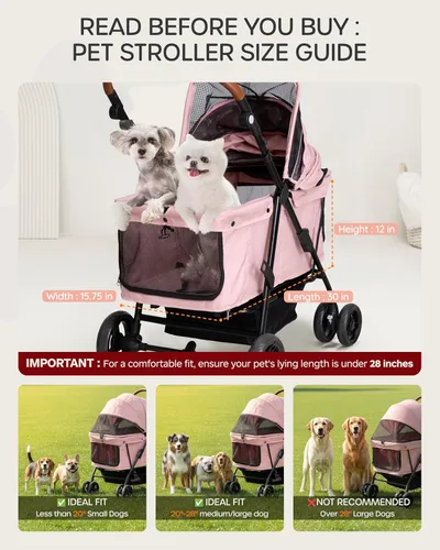 Miniatura 2 de Cochecito para perros grandes y medianos (20-132 libras), cochecito para mascotas para 2 perros pequeños, extra grande, resistente, plegable y Azul