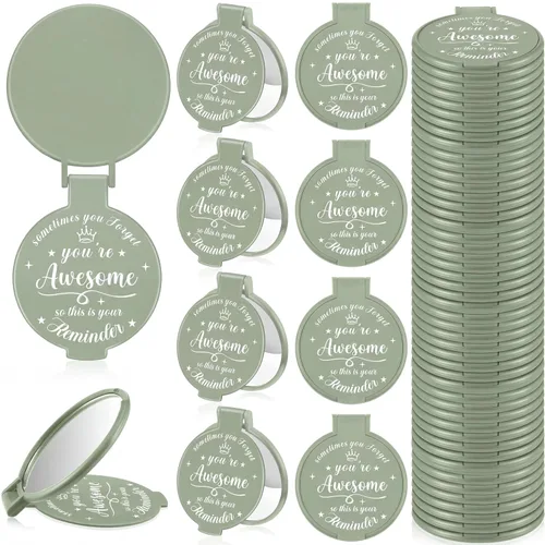 Miniatura 23 de 18 piezas de espejo compacto inspirador de 2.76 pulgadas a granel para mujeres, pequeños regalos de graduación, día de la madre, fiesta, bolso, Negro
