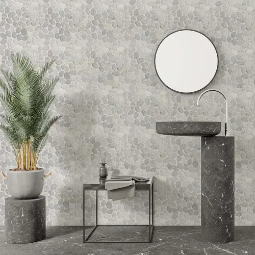 Miniatura 3 de Mosaico de guijarros en rodajas de color gris ahumado, azulejos para paredes de cocina, suelos de ducha y baño, y áreas al aire libre
