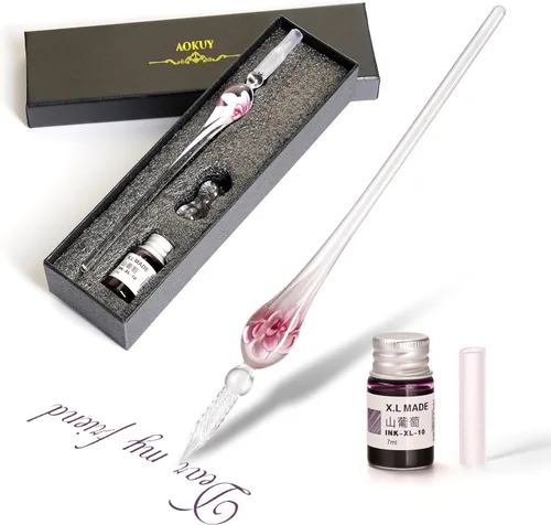 Miniatura 8 de Juego de bolígrafos de inmersión de vidrio, bolígrafo de caligrafía, bolígrafo de firma de cristal para arte, escritura, firmas, decoración y regalo