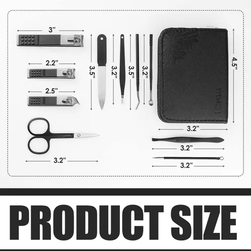 Miniatura 5 de WOAMA Juego de manicura - Kit de pedicura 10 en 1 con bolsa negra, kit de manicura para mujeres y hombres