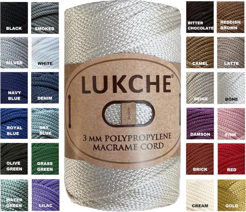 Miniatura 51 de Cordón de macramé de poliéster premium de 3 mm (134.72 metros), (250 g) 100% cuerda de macramé de polipropileno, hilo de crochet de macramé colorido