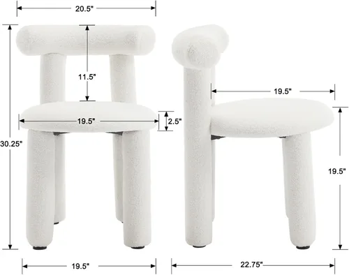 Miniatura 2 de DUOMAY Juego de 4 Sillas de Comedor Modernas Negras de Bouclé, Sillas de Cocina Tapizadas Sherpa Sin Brazos con Respaldo de Barril, Sillas
