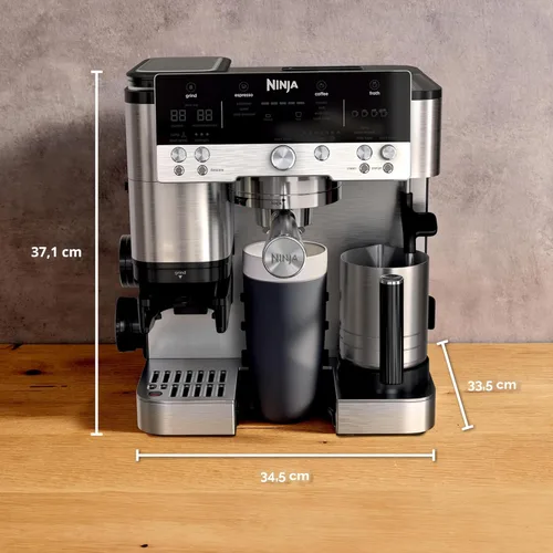 Miniatura 12 de Ninja Luxe Café 3 en 1 - Máquina de café expreso, café por goteo y café frío Molinillo de café integrado, espumador de leche, manipulación Acero