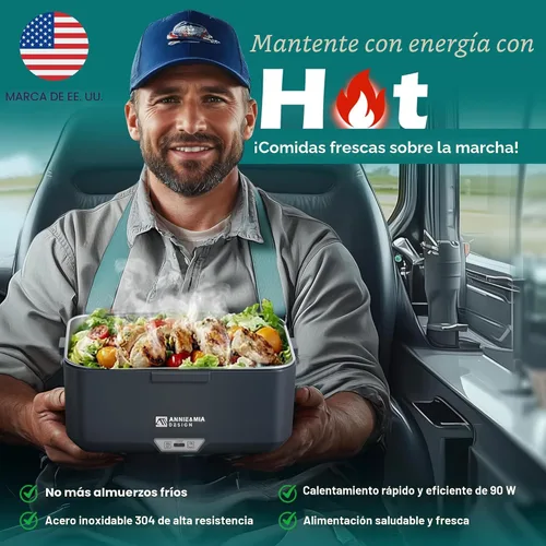 Miniatura 3 de Annie & Mia Design Fiambrera eléctrica para adultos, 100 W, 3.5 L, calentador de alimentos portátil de 2 capas, modo dual de 2.5 L + 1 litro