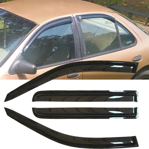 Miniatura 12 de 2 protectores de lluvia estilo montaje exterior, deflectores de viento duraderos para ventana lateral, color humo oscuro, viseras de ventana