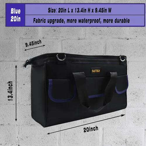 Miniatura 2 de FASTECH Bolsa de herramientas de 20 pulgadas, kit de herramientas de boca ancha impermeable, organizador de bolsa de herramientas resistente