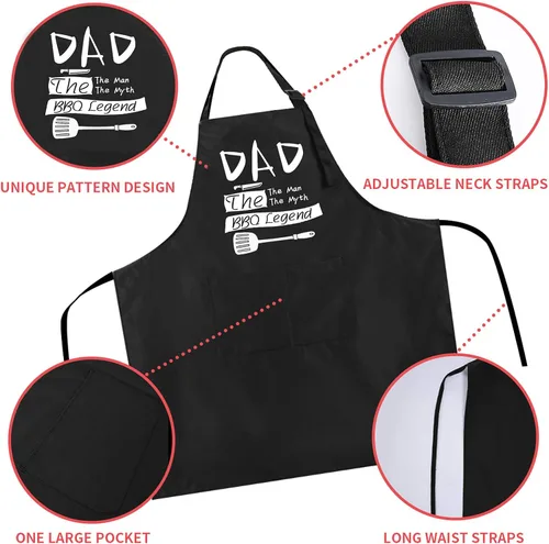 Miniatura 3 de Rosoz Delantales divertidos para barbacoa negros ajustables para cocina, chef, delantales para hombres.., Talla única