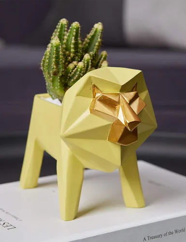 Miniatura 2 de HAUCOZE Maceta de estatua de león para suculentas, escultura animal de 6.1 pulgadas Modern Arts - Decoración para el hogar, regalo