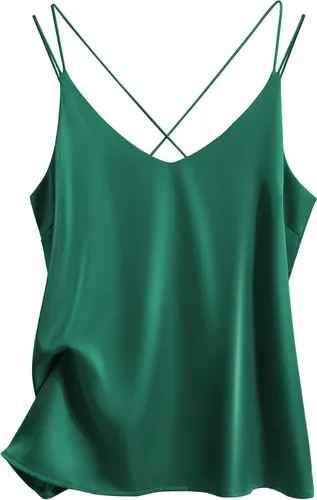 Miniatura 7 de Ekouaer - Blusas de seda sin mangas con cuello en V y espalda cruzada