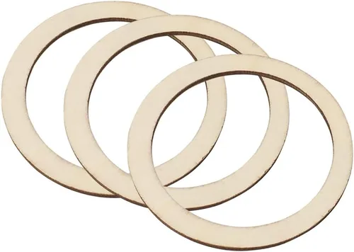 Miniatura 9 de TEHAUX Chips circulares de madera hueca natural, 200 unidades, discos de madera planos redondos de 1.18 pulgadas, pintables y aptos para pegar