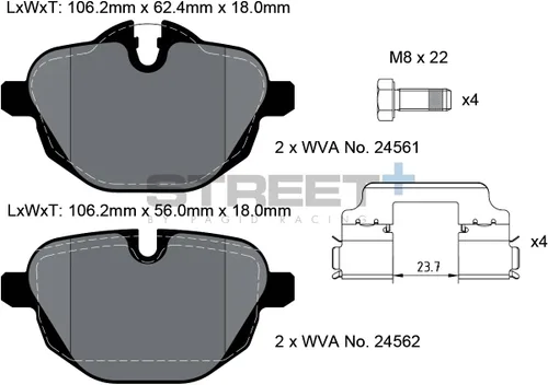Miniatura 2 de PAGID Racing Pastillas de freno traseras Street T8079SP2001, WVA 24561, FMSI USA D1473, compatible con BMW y BMW Brilliance seleccionados
