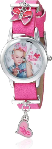 Accutime JoJo Siwa - Reloj analógico de cuarzo para niña con correa de piel color rosa 12 modelo JOJ5002