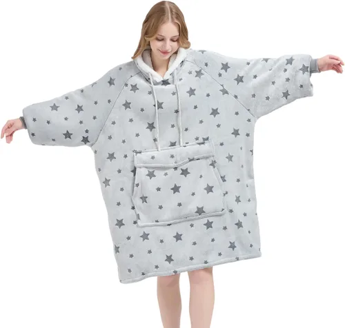Miniatura 25 de Qeils Manta con Capucha Portátil para Mujeres, Cómoda Sudadera Sherpa como Regalo de Cumpleaños y Navidad, Chaqueta de Gran Tamaño con Capucha