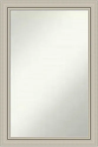 Miniatura 258 de Amanti Art Espejo de baño plateado para sobre fregadero, 23 x 23 pulgadas, espejo cuadrado plateado en ángulo, marco de madera moderno medio, se
