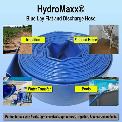 Miniatura 4 de 2" de diámetro x 50 pies HydroMaxx® Manguera de descarga y retrolavado plana de alta resistencia para piscinas, para bombas y aplicaciones