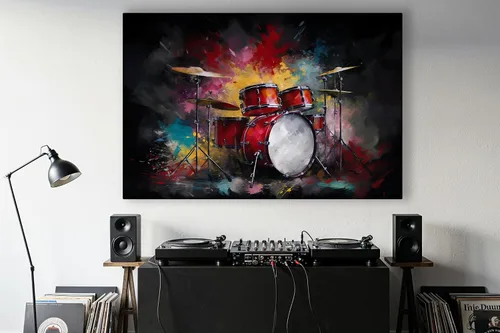 Miniatura 2 de LuxeWood Arte de Pared Musical en Lienzo - Impresiones Temáticas Musicales Medianas y Grandes para Sala de Estar, Oficina, Estudio, Airbnb