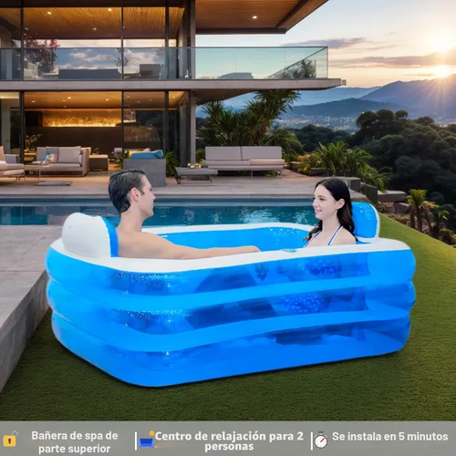 Miniatura 4 de Bañera inflable para adultos para 2 personas, bañera inflable independiente con función portátil plegable para spa para adultos, piscina plegable