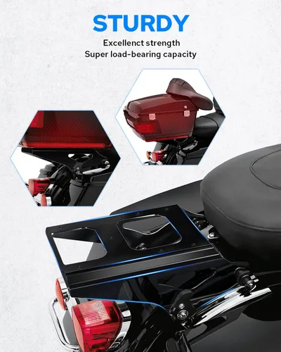 Miniatura 4 de Benlari Soporte desmontable negro para maletero de 2 unidades, soporte para equipaje compatible con Harley Davidson Touring Street Glide Road King