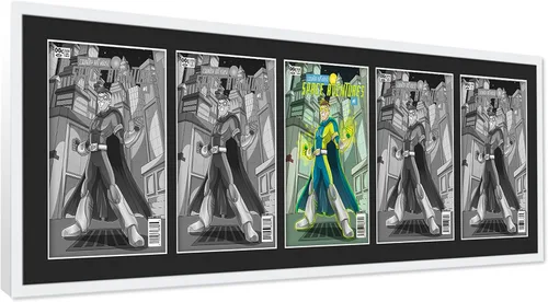 Miniatura 2 de CountryArtHouse Marco de cómics – Blanco mate para 5 cómics de la era actual (edad plateada) – Acrílico UV con mate negro sin ácido – 44 x 14 Marco