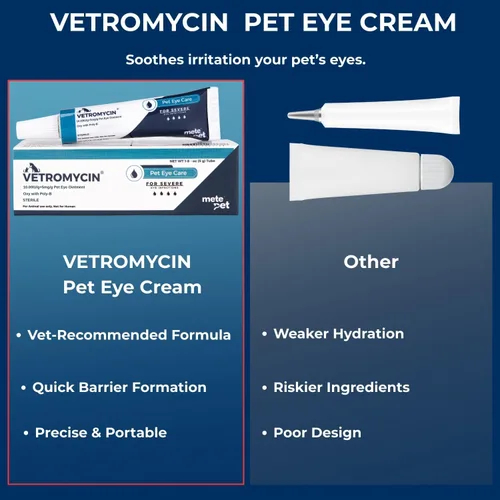 Miniatura 7 de Vetromycin pomada oftálmica para mascotas para perros y gatos 1/8 oz /5gr, 1 tubo - Cuidado ocular diario suave, aplicación tópica fácil