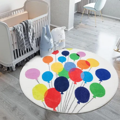 Miniatura 18 de Poowe Alfombra redonda con diseño de arco iris, colorida alfombra bohemia para niños, ultra suave, lavable, alfombra para habitación del cuarto