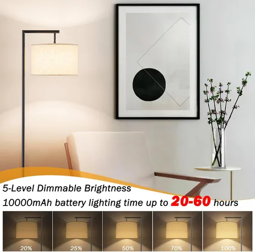 Miniatura 6 de Lámpara de pie inalámbrica regulable que funciona con pilas con control remoto Lámpara de pie de arco con cabeza ajustable para dormitorio y sala
