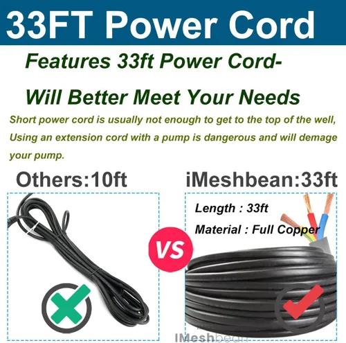 Miniatura 4 de Bomba de pozo profundo de 4 pulgadas, bomba de pozo sumergible de 1/2 HP 110 V con caja de control, cable de alimentación de 33 pies, bomba de agua