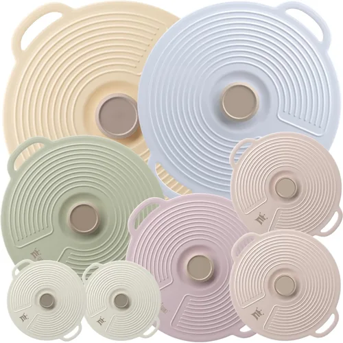 Miniatura 10 de Tapas de silicona para cuencos, 3 unidades, cubierta contra salpicaduras de microondas con 3 tamaños, tapas reutilizables resistentes al calor, se