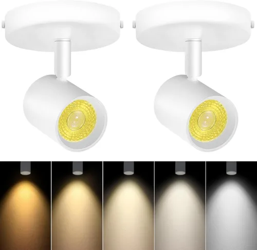 VANoopee Foco de techo regulable de 5 colores de montaje empotrado, luces LED direccionales ajustables para interiores, accesorio de acento Blanco
