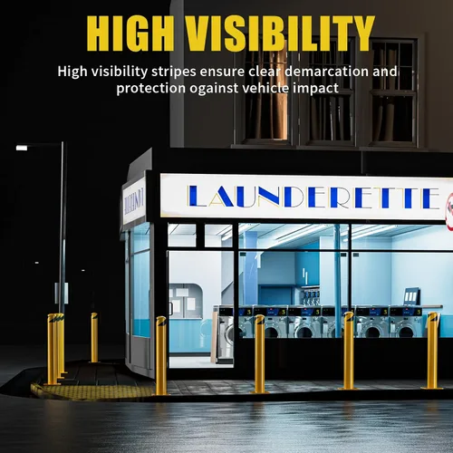 Miniatura 6 de Safety Bollard, 36 Inch Height Bollard Post, 3 Inch Diameter, 6Pcs Parking Bollard, Yellow Powder Coated, Safety Parking Barrier Post, for Traffic