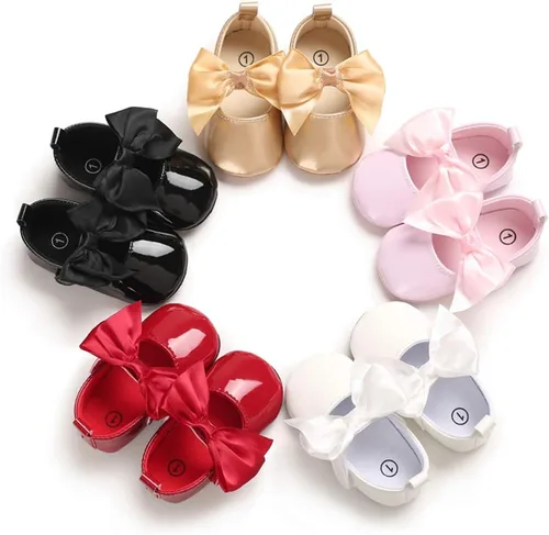Miniatura 2 de WILLFUN Zapatos planos Mary Jane para bebés y niñas con lazo, vestido de princesa, zapatos de cuna, suela de goma suave antideslizante
