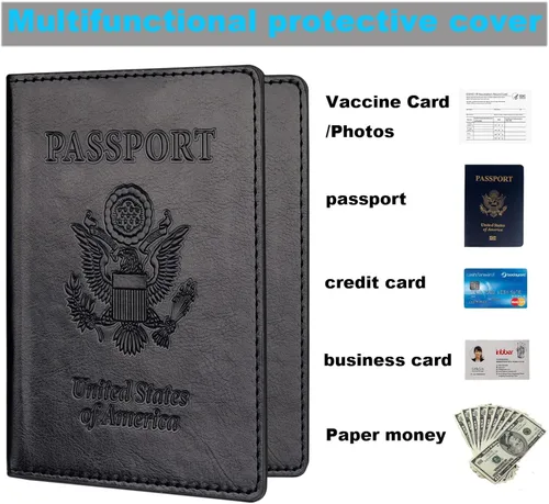 Miniatura 4 de Herain Soporte para pasaporte, funda para pasaporte, cartera para pasaporte, para mujeres y hombres, funda de pasaporte, protector de libreta