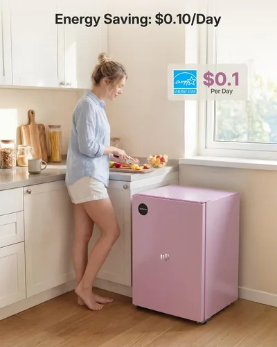 Miniatura 3 de Upstreman Mini refrigerador de 2.5 pies cúbicos, refrigerador pequeño de una sola puerta, refrigerador para dormitorio con 7 termostatos ajustables