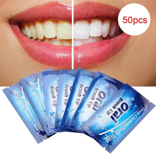 Miniatura 2 de 50 toallitas desechables, toallitas de cepillado oral, toallitas con sabor a menta para limpieza oral, uso de cuidado bucal
