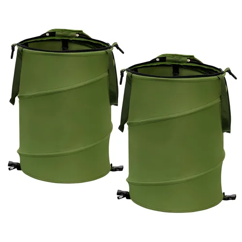 Miniatura 9 de Cubo de basura plegable para exteriores, de 13.8 x 15.8 pulgadas, bolsas de basura de tela Oxford 600D para patio, papelera de campamento con clip