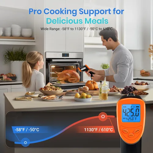 Miniatura 3 de Etekcity Termómetro infrarrojo láser pistola de temperatura 1080, -58°F ~ 1130°F para carne, comida, dulces, pizza, horno, pistola de calor
