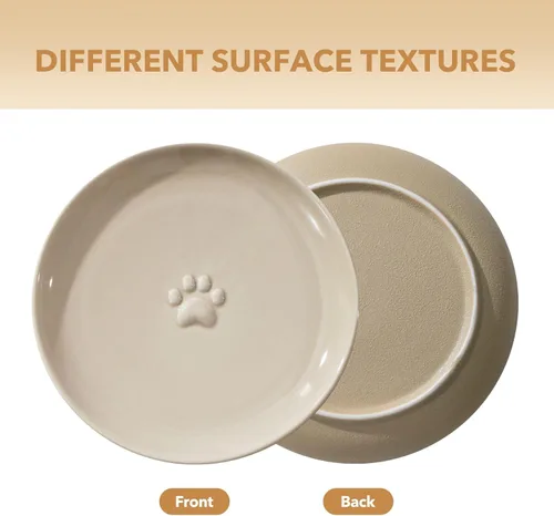 Miniatura 4 de Havniva Cuencos elevados de cerámica para gatos de 5.6 pulgadas con soporte aptos para bigotes, juego de cuencos de comida y agua para gatos con dos