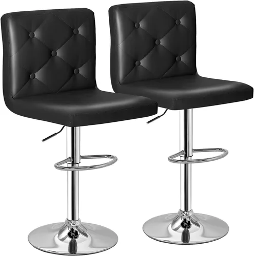 Miniatura 16 de VECELO Juego de 2 taburetes de bar ajustables, taburetes de altura de barra para encimera de cocina
